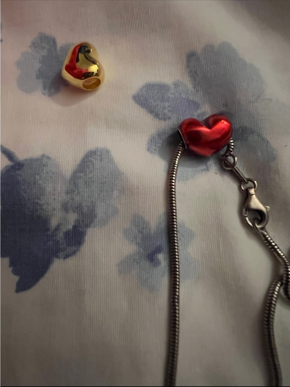 Heart Charm bundle with chain Necklace/Tiffany and Pandora charms !